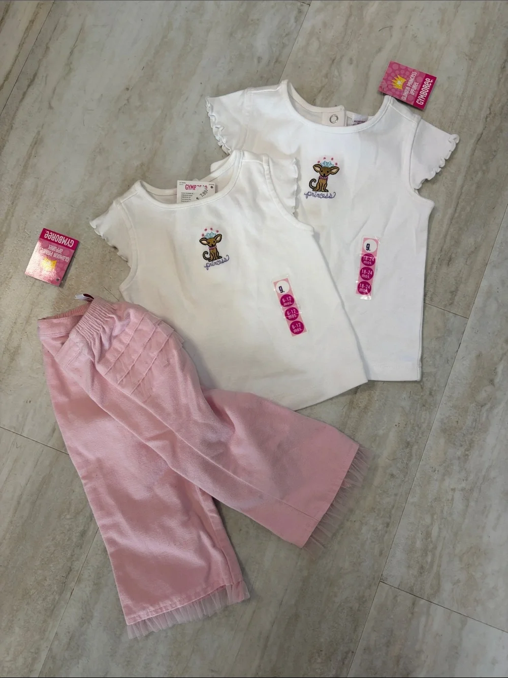 NWT Vintage Gymboree Princess Dog Outfit Set 6-12M & 18-24M Top Grow With Me